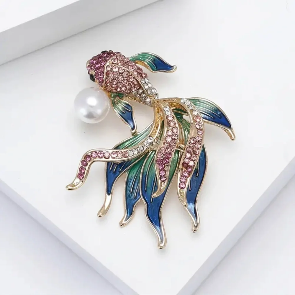Elegant Multicolor Fish Brooch, Rainbow Fish Brooch
